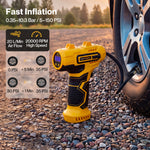 Car Tyre Inflator Cordless Air Compressor 150psi Portable Tyre Pump | Yellow