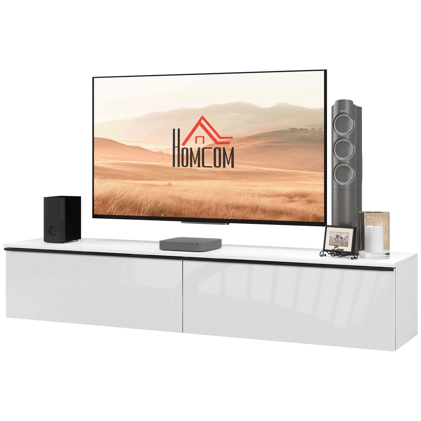Wall Mounted Tv Stand With Storage | White