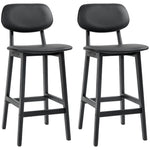 Breakfast Bar Stools Set W/ Pu Leather Wood | Black