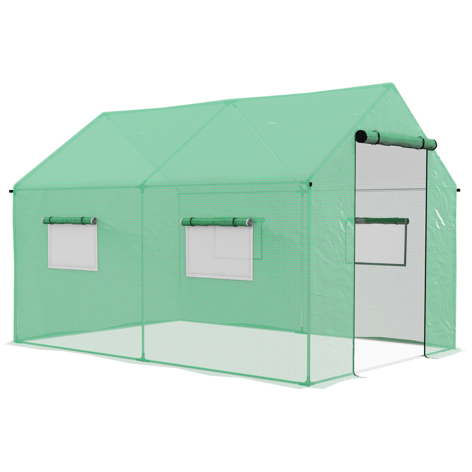 2x3m Polytunnel Greenhouse W/ Door & Windows | Green
