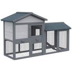 2-tier Wooden Rabbit Bunny Guinea Pig Hutch Small Pet House Ramp Outdoor