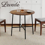 Dining Table Round Kitchen 4 Person Coffee Restaurant Metal Base 80cm | Brown