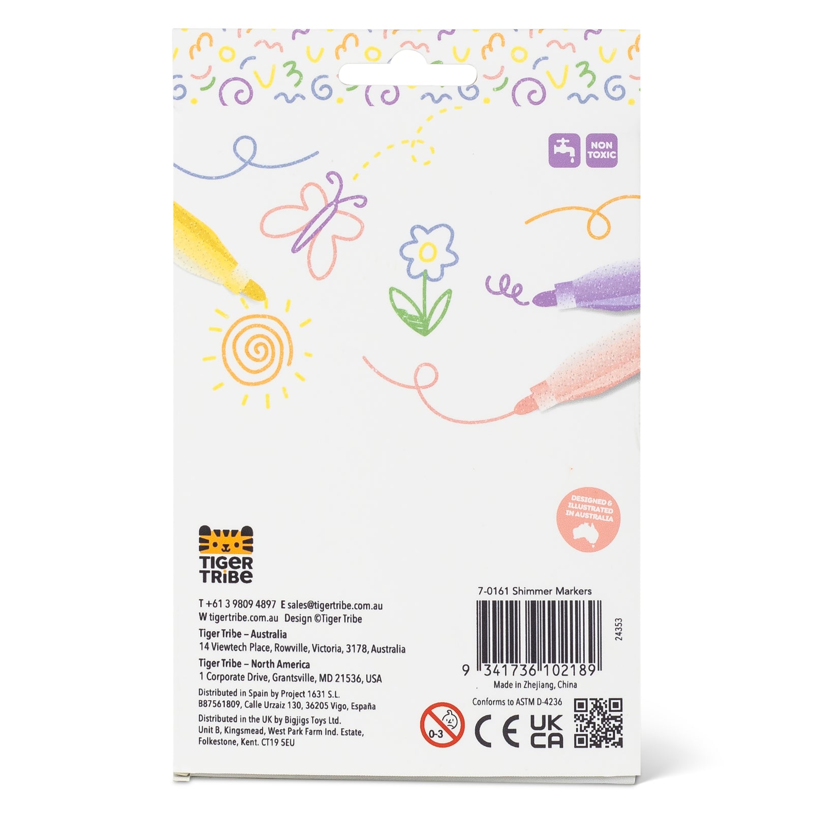 Shimmer Markers - 6pc Kids Marker Pens