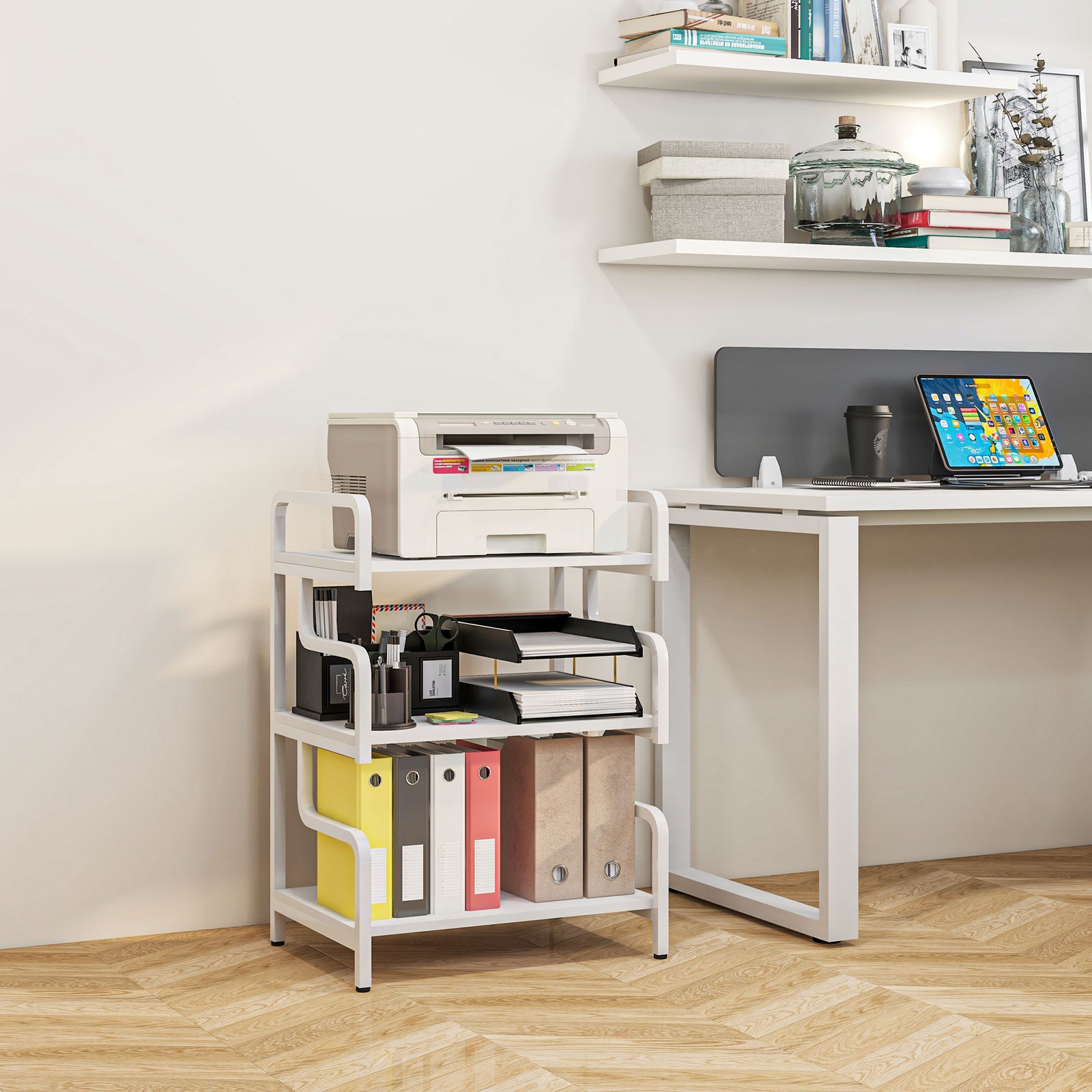 3-tier Storage Shelf Metal Shelves For Storage Home Office | One Size | White