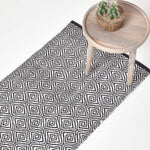Trance Black And White Diamond Pattern Recycled Fibre Rug | 200cm | Black & White