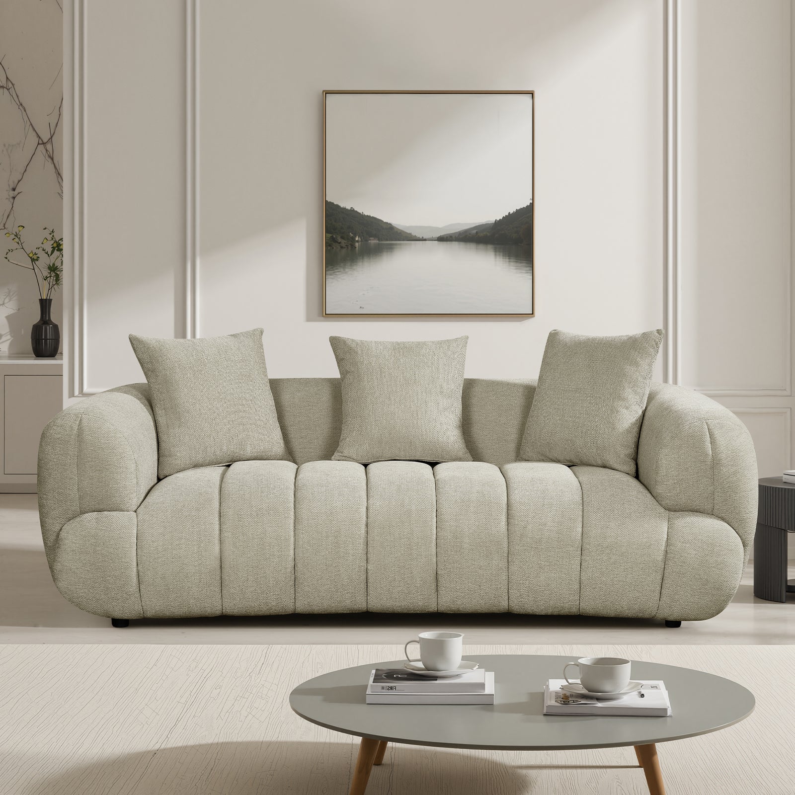 Claremont Soft Fabric 3 Seat Sofa | Beige