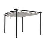 3m X 4m Aluminium Outdoor Retractable Pergola,with Pu-coated Polyester，flat Roof Sunshade Canopy For Patio Or Garden