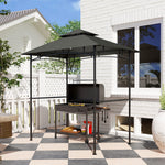 8' X 5' Grill Gazebo, Double Tiered Outdoor Bbq Shelter | Dark Gray