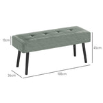 End Of Bed Bench With Thick Padding, Steel Legs For Entryway | One Size | Green