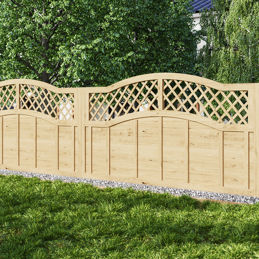 Omega Spruce Wood Fence Panel With Lattice Top 180cm W X 90/120/180cm H – Natural Finish, Durable, Easy Diy Garden Privacy Screen | Small