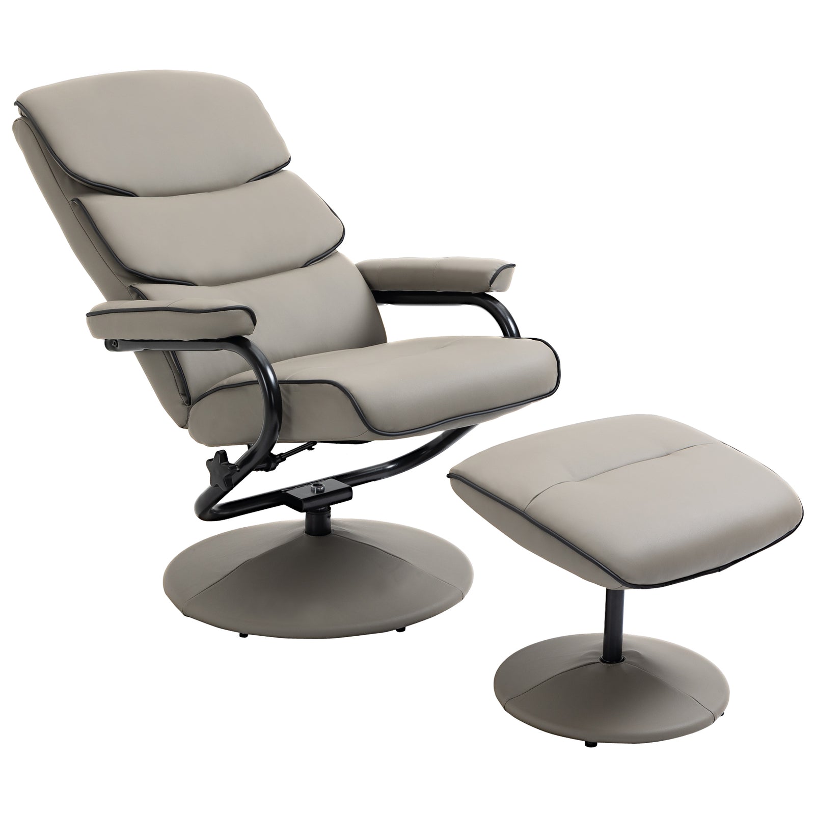 Faux Leather Recliner Chair W/ Ottoman Swivel Lounge Seat