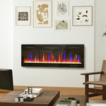 HOMCOM 50" Wall Electric Fireplace, Slim Electric Fire, 1800w, Black