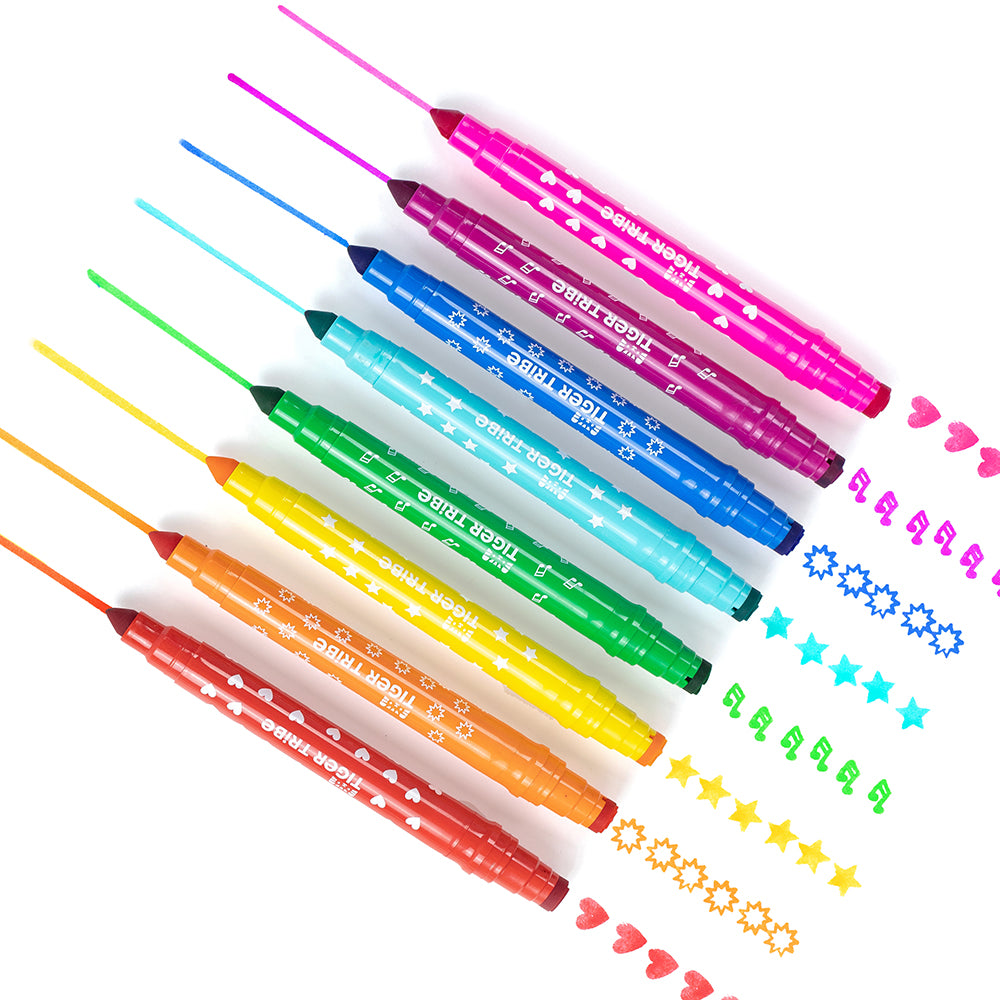 Dual Tip Stamp Markers - 8 Pcs Double Sided Marker Pens With Stamps