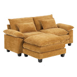 Chenille Sectional Sofa With Ottoman And Lumbar Pillows | Ginger