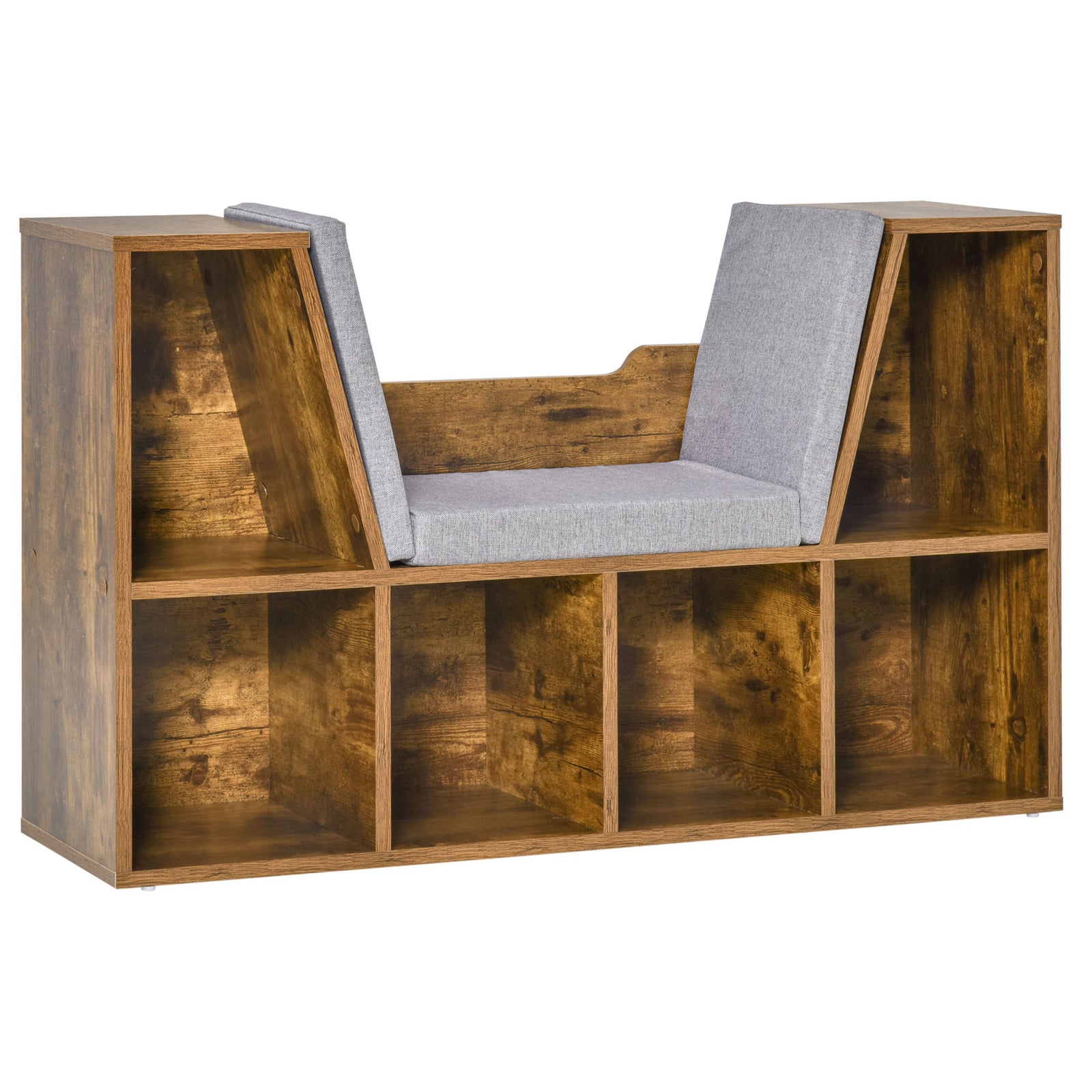 Bookcase Storage Reading Seat Unit Kids Adults Six Cubes | One Size | Brown
