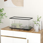 Turtle Tank 28l/50l Glass Turtle Aquarium W/ Easy Drainage, 45 X 25 X 29cm | Black