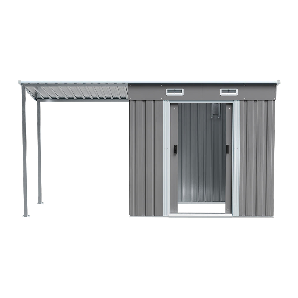 Garden Shed Outdoor Storage Shed With Extended Roof Tool Shed For Lawn Garage Yard Metal Garden Storage | Medium | Dark Grey