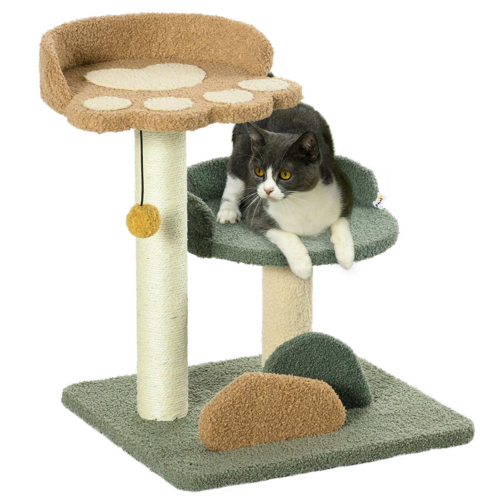 Small Cat Tree For Indoor Cats, Scratching Posts With Two Beds, Toy Ball