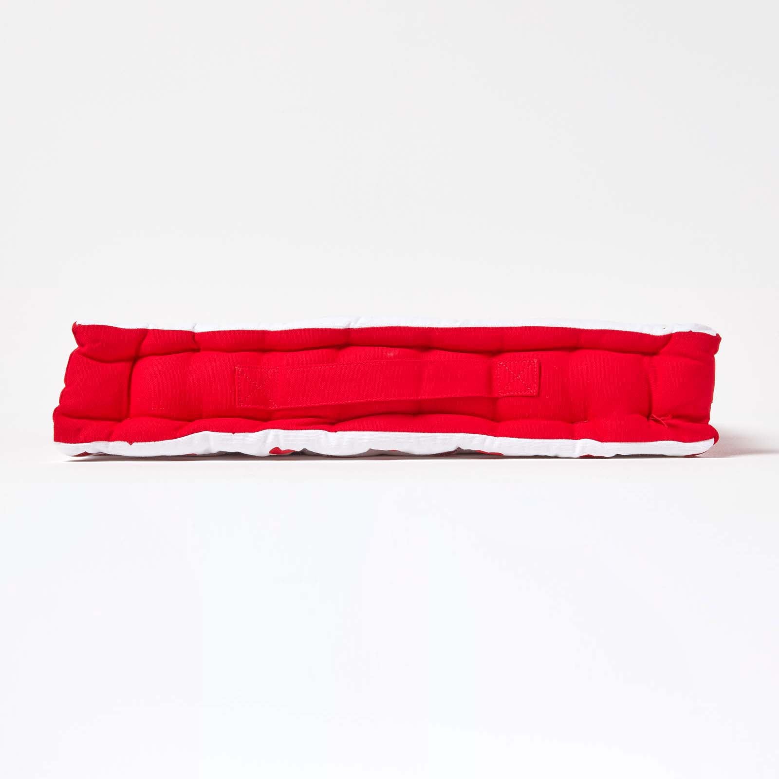 Cotton Hearts Print Floor Cushion | 50cm x 50cm | Red