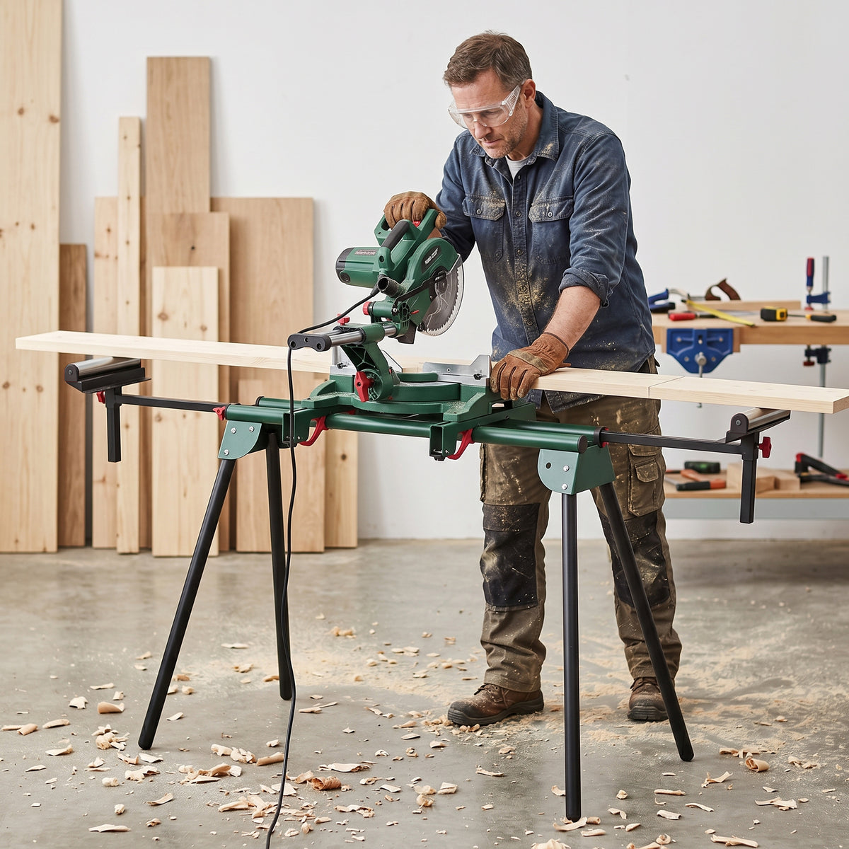 HOMCOM Universal Mitre Saw Stand With Adjustable Rollers And Support Arms