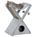 Plush Folding Cat Tree Play Rest Activity Tower W/ Scratching Post Grey