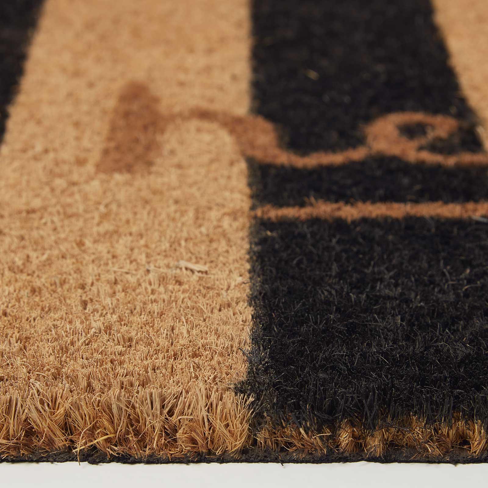 HOMESCAPES Stripe Hello Coir Doormat, 40 X 60cm