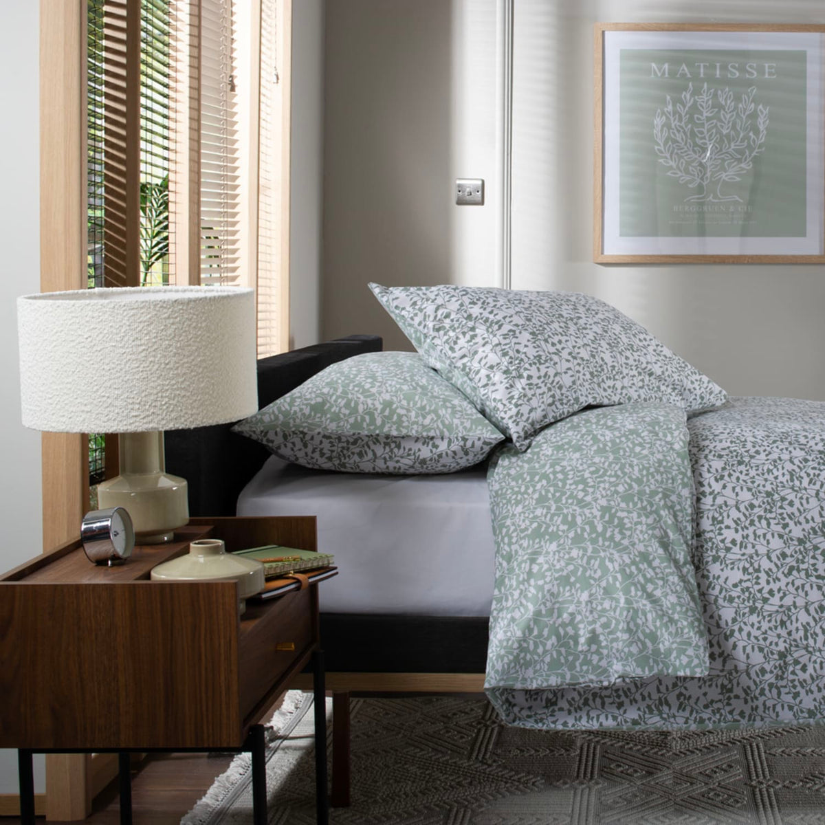 Elsie Cotton Printed Duvet Cover Set | Double | Green