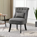 Fabric Single Sofa Upholstered With Pillow Wood Leg Charcoal Grey