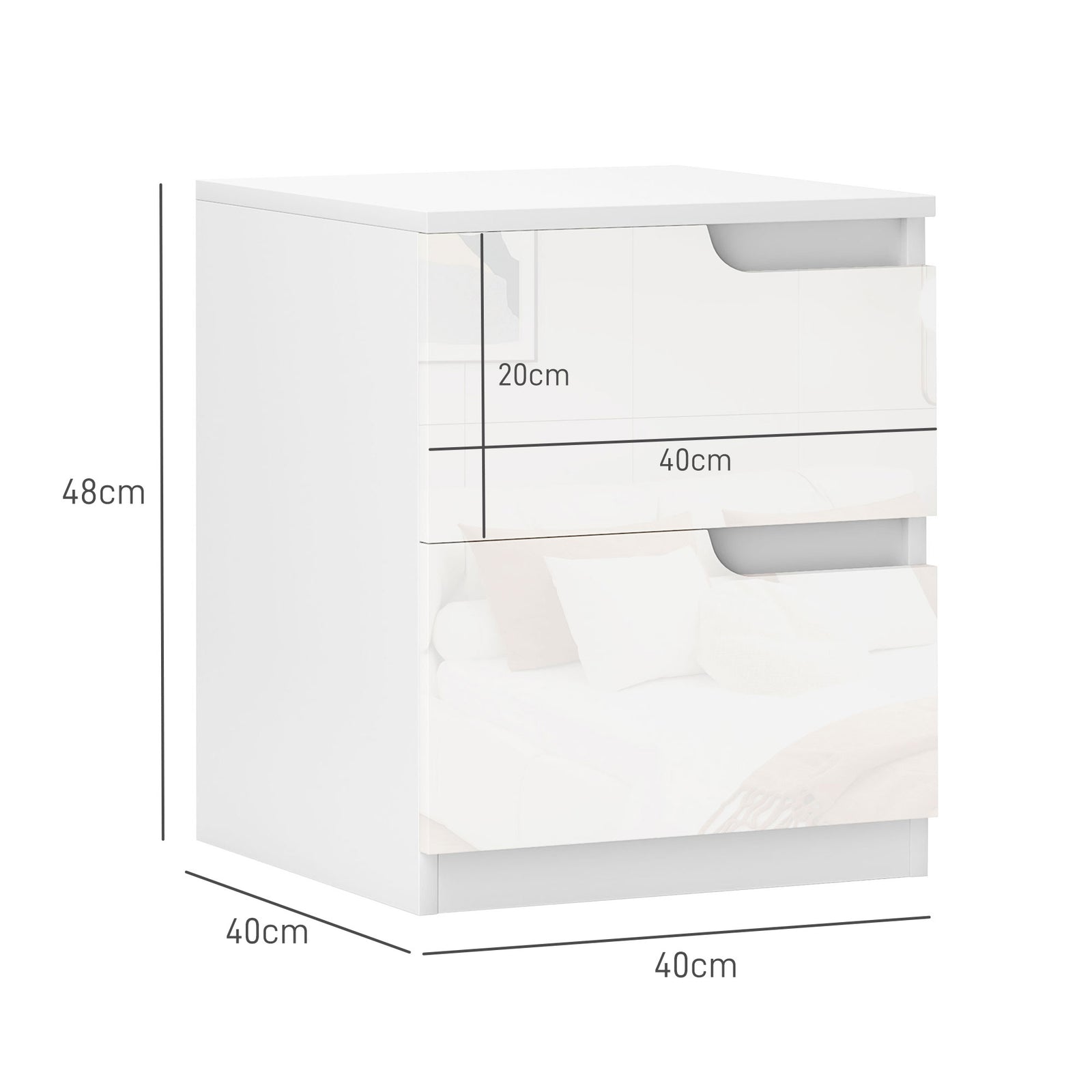 Modern Bedside Table With 2 Drawers For Bedroom, Living Room