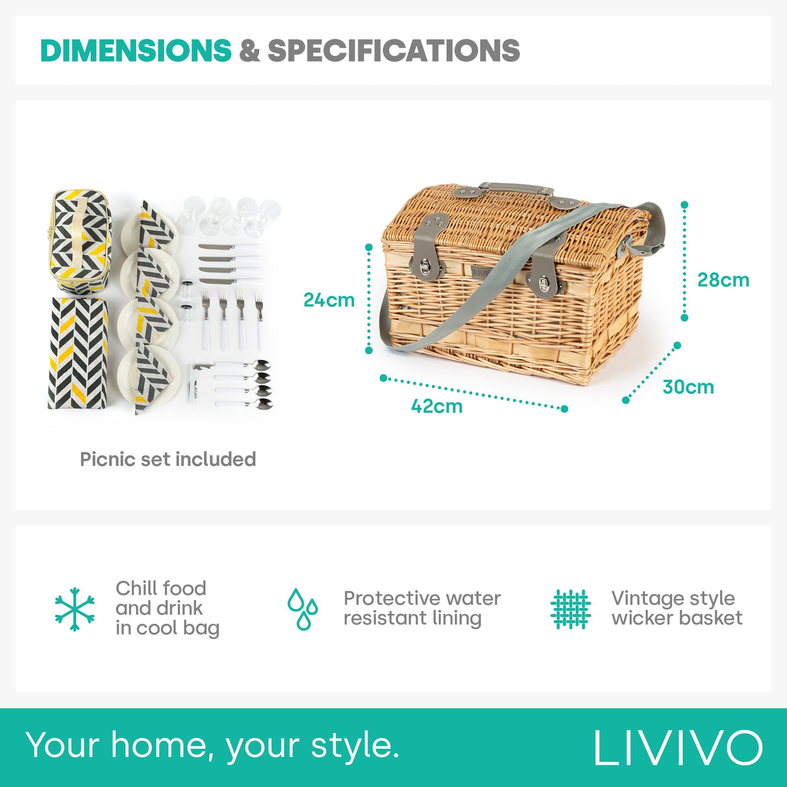 Tummel 4-person Wicker Picnic Basket