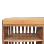 Solid Wood Slatted Oak-ish Bench With 3 Slots