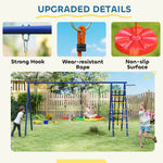 6 In 1 Kids Swing Set With 3 Swings, Basketball Hoop, Climbing Ladder & Net