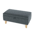 Linen Upholstered Storage Ottoman Footstool Compact Seat With Hidden Storage 71 X 37 X 34 Cm | Dark Grey