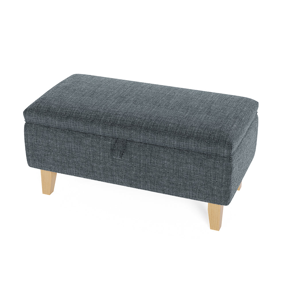 Linen Upholstered Storage Ottoman Footstool Compact Seat With Hidden Storage 71 X 37 X 34 Cm | Dark Grey
