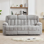 Lovell 3 Seat Manual Recliner Sofa With Central Console | Light Grey
