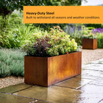 Pre Rusted Metal Planter Corten Steel Trough Planter 80cm X 40cm