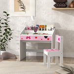 Aiyaplay Children Study Table And Chair W/ Storage, Pull-out Drawer | Pink