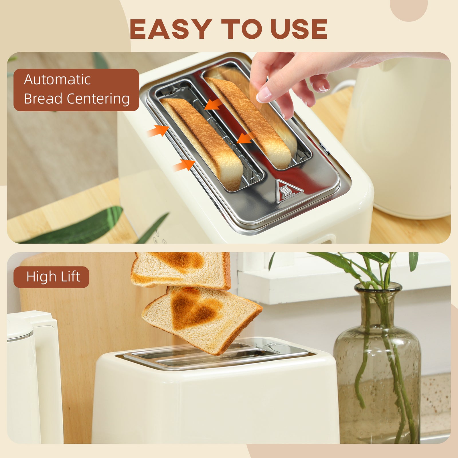 Fast Boil Kettle & Toaster Set | Beige