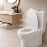 Toilet Seat Soft Close Oval Shape, Premium Thermoplastic, Quick Release, Top & Bottom Fixings | White