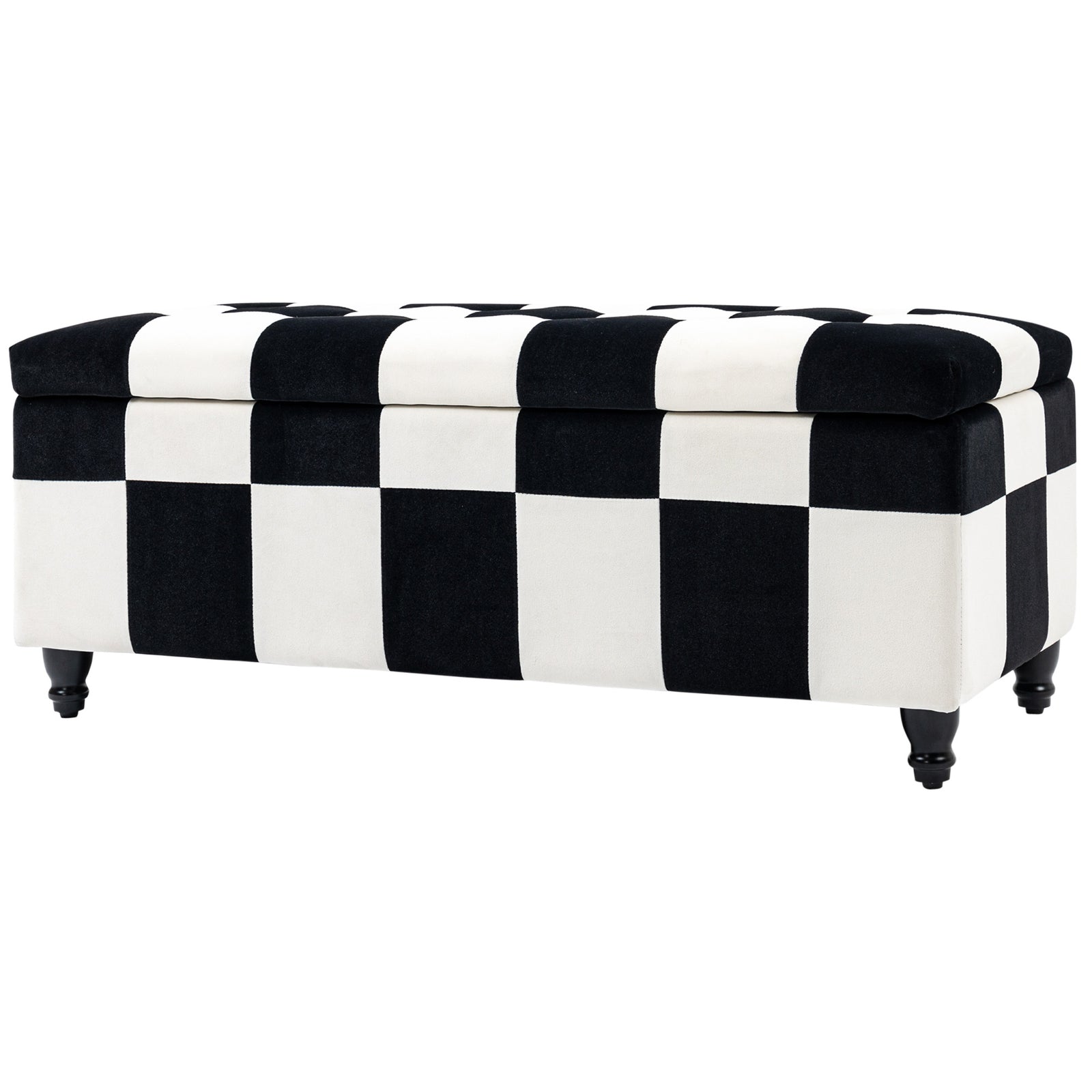 Velvet Storage Ottoman, Button-tufted, Footstool | White