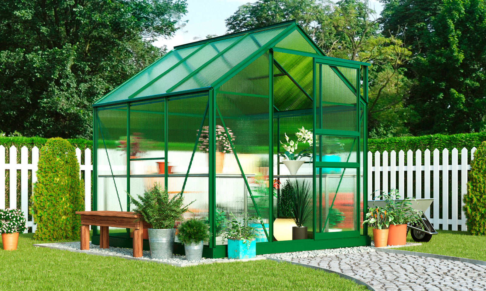 Traditional Metal Greenhouse | 6.2 x 6.2 x 6.6ft | Green