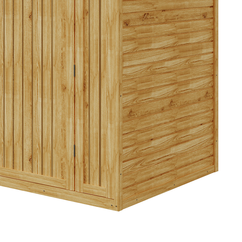 Outdoor Fir Wood Bicycle & Garden Shed – Sloped Asphalt Roof, Lockable Door, Natural Wood, Floor Included | Large | Natural