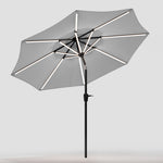 3m Solar Led Patio Umbrella, Outdoor Parasol With 16 Led Tubes, Crank Lift & Push Button Tilt Without Base | One Size | Light Grey