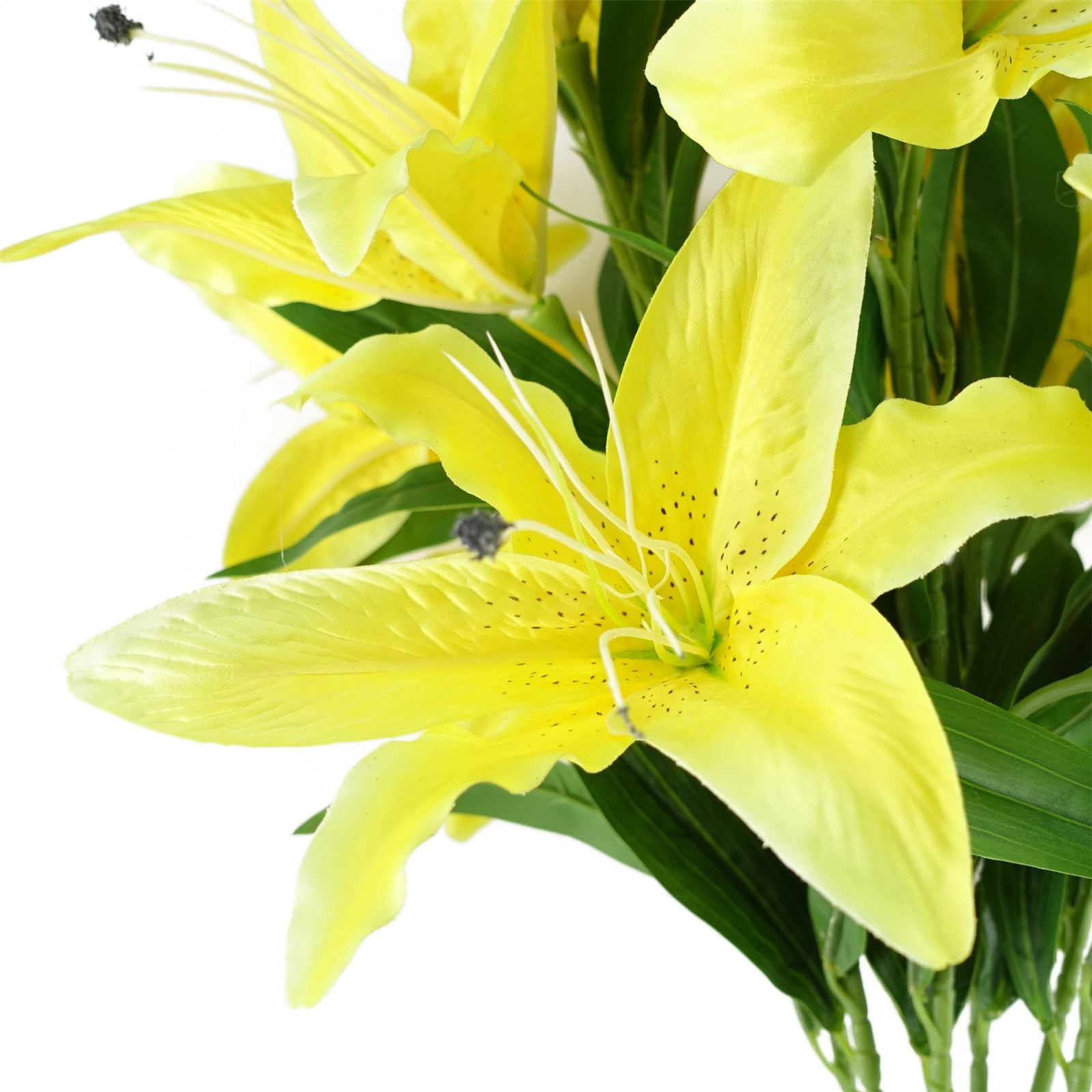 Pack Of 6 X 100cm Large Yellow Lily Stem - 18 Flowers