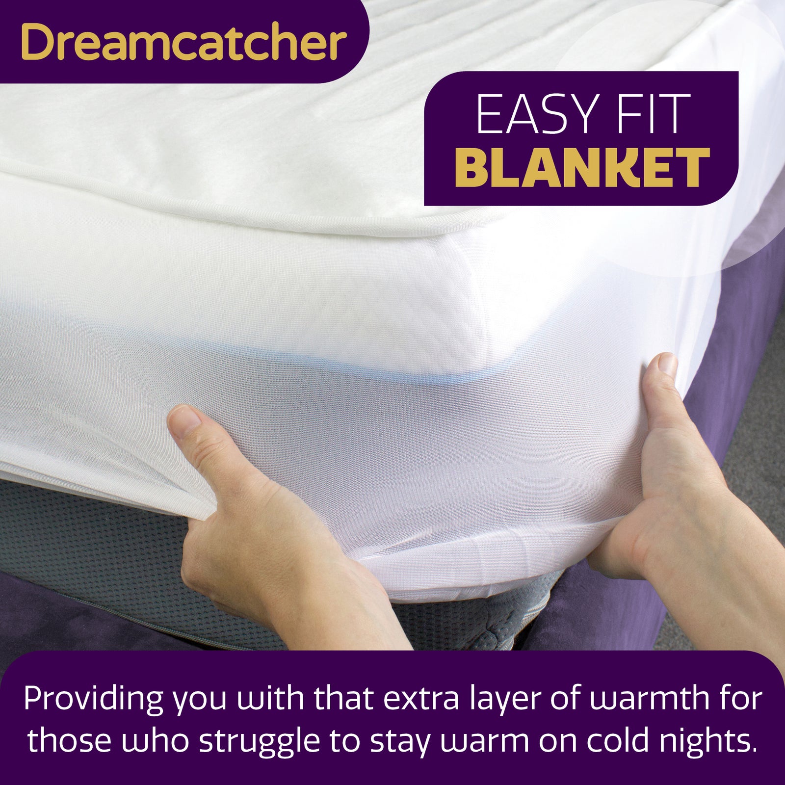 Electric Blanket Heated Fully Fitted Underblanket 3 Heat Settings, Machine Washable | Double | White