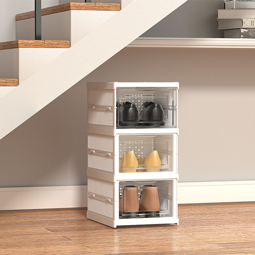 3 Tier Foldable Shoe Storage Box Unit