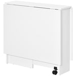 Mobile Drop Leaf Dining Table Folding Desk W/wheels  Shelves | White