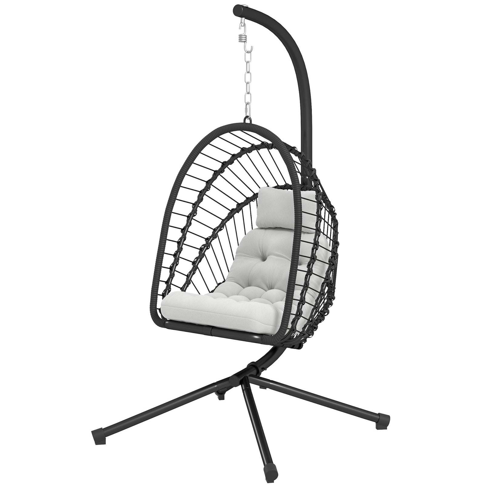 Pe Hanging Swing Chair W/ Thick Cushion, Patio Hanging Chair