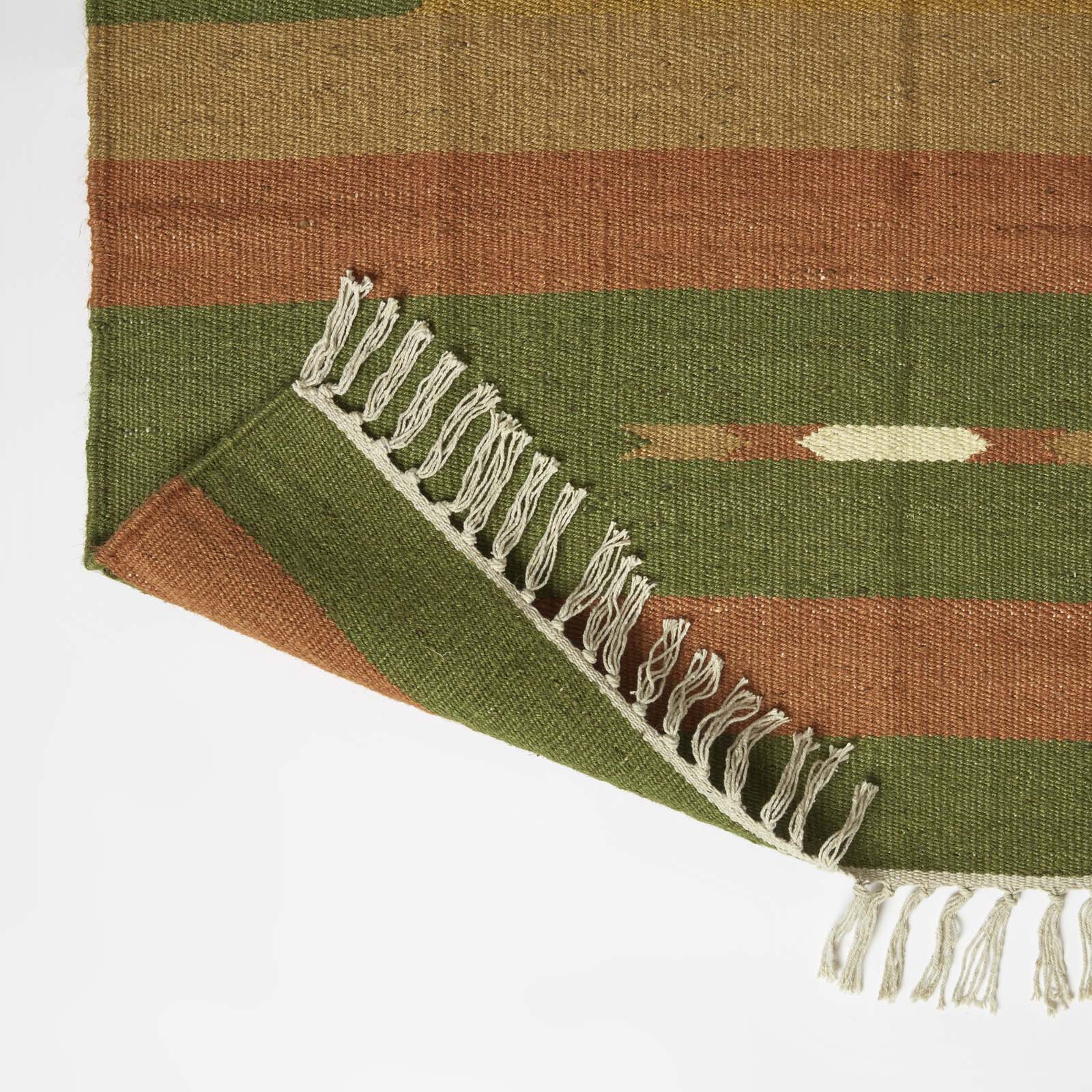 Lundi Kilim  Cotton & Jute Rug | 150cm x 95cm | Green
