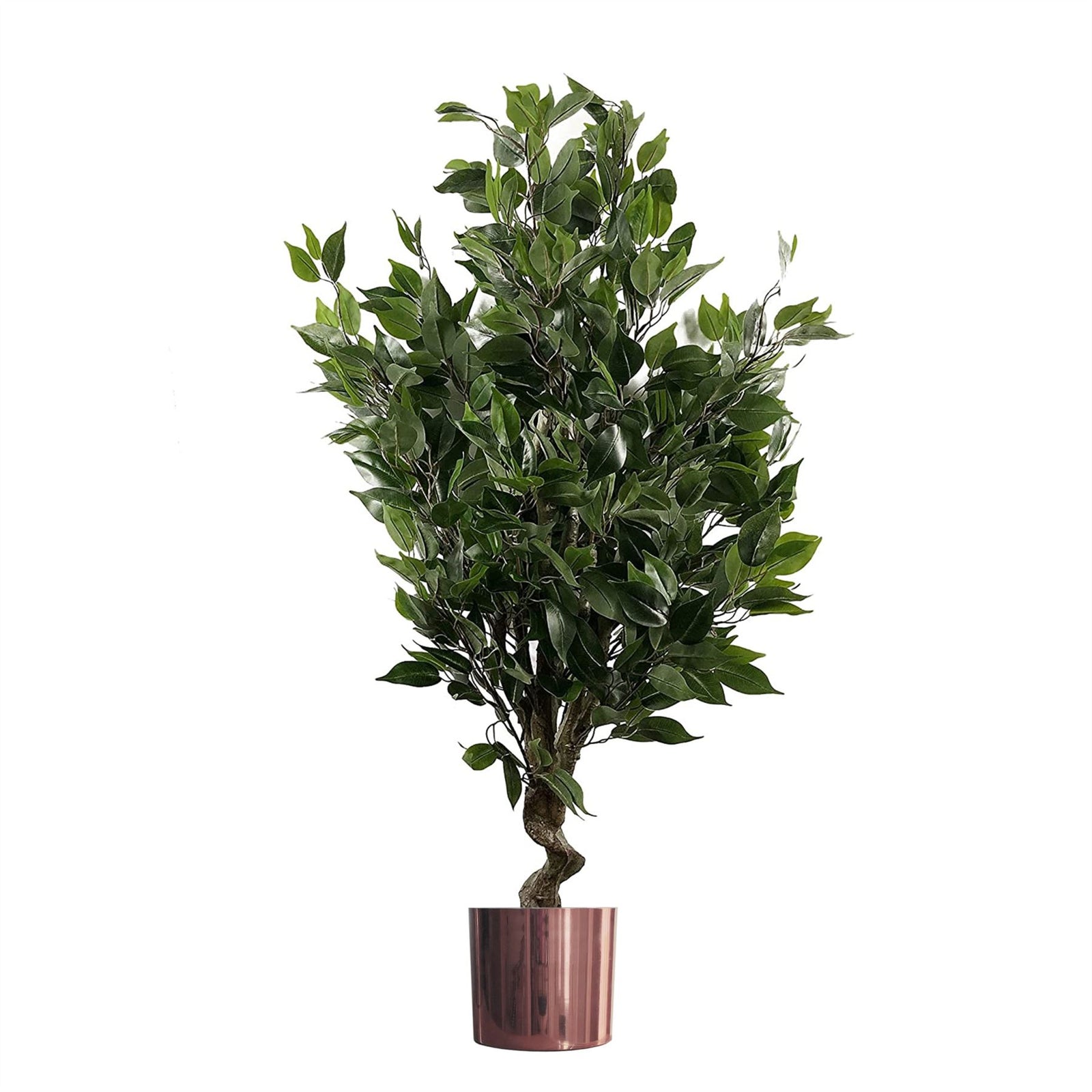 110cm Artificial Evergreen Twist Ficus Tree Copper Planter